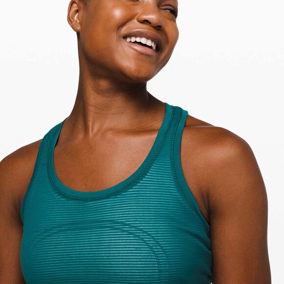 Lululemon Swiftly Speed Racerback Sheer Stripe, size 10, in emerald - Picture 2 of 7